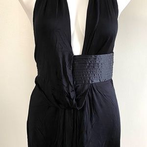 Bebe Black Halter Cocktail Tuxedo Dress